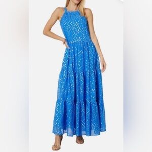 Lilly Pulitzer Beccalyn Maxi Blue Dress Block Print NWT M